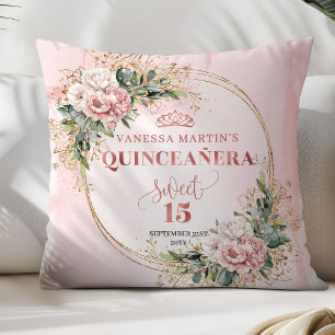 Rosa Blüten Eukalyptus Quinceañera-Geschenk Kissen