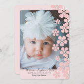 Rosa Blüten Foto Geburtsankündigung Ankündigung (Vorne/Hinten)