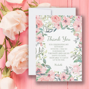 Rosa Blüten Geburtstag Dankeskarte