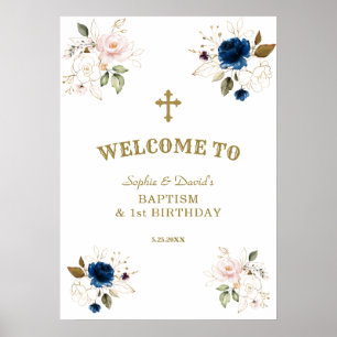 Rosa Blüten Gewinner 1. Geburtstag Begrüßungszeich Poster