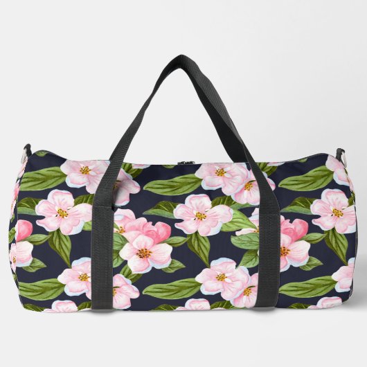 Rosa Blüten Große Duffel Tasche (Vorderseite)