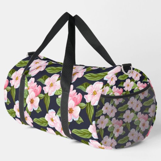 Rosa Blüten Große Duffel Tasche (Rechte Ecke)
