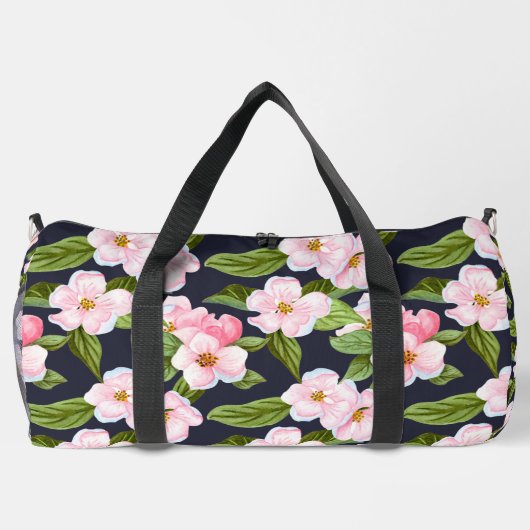 Rosa Blüten Große Duffel Tasche (Rückseite)