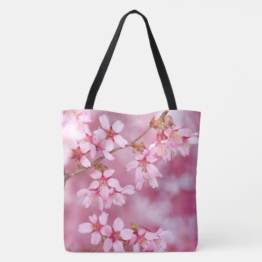 Rosa Blüten Große Tasche (Rückseite)