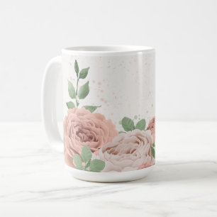 rosa Blüten Grün Botanik Kaffeetasse