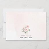 Rosa Blüten, Grün, Florale Konfirmation Einladung (Rückseite)