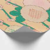 Rosa Blüten Grüne Weinreben Blumenblätter Retro Geschenkpapier (Ecke)