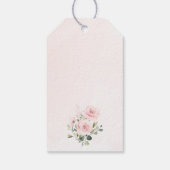 Rosa Blüten, Grünpflanzen, Boho, Florale Taufe Geschenkanhänger (Rückseite)