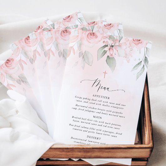 Rosa Blüten, Grünpflanzen, Boho, Taufmenü