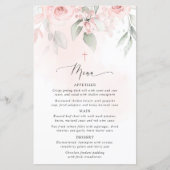 Rosa Blüten, Grünpflanzen, Boho, Taufmenü (Vorderseite)