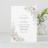 Rosa Blüten Hochzeit Einladung (Stehend Vorderseite)