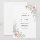 Rosa Blüten Hochzeit Einladung (Vorne/Hinten)