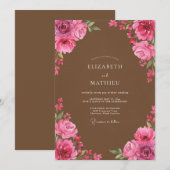 Rosa Blüten-Hochzeit Einladung (Vorne/Hinten)