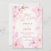 Rosa Blüten Hochzeit Save The Date (Vorderseite)