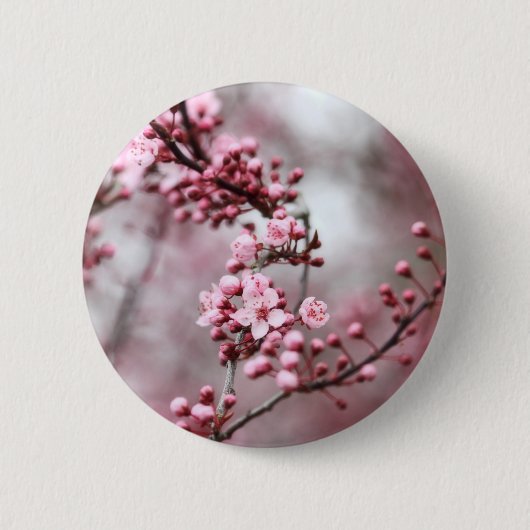 Rosa Blüten im Frühlings-Foto Button (Vorderseite)