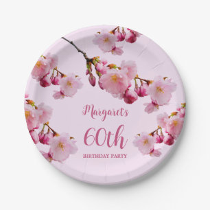 Rosa Blüten-Kirschblüten-Sakura-Geburtstagsfeier Pappteller