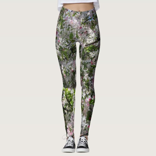 Rosa Blüten Leggings (Vorderseite)