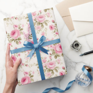 Rosa Blüten leuchten Geschenkpapier