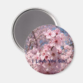 Rosa Blüten Magnet I Liebe You Sis! (Vorderseite/Rückseite)