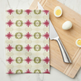 Rosa Blüten mit grünen Weiß und Beige Geschirrtuch