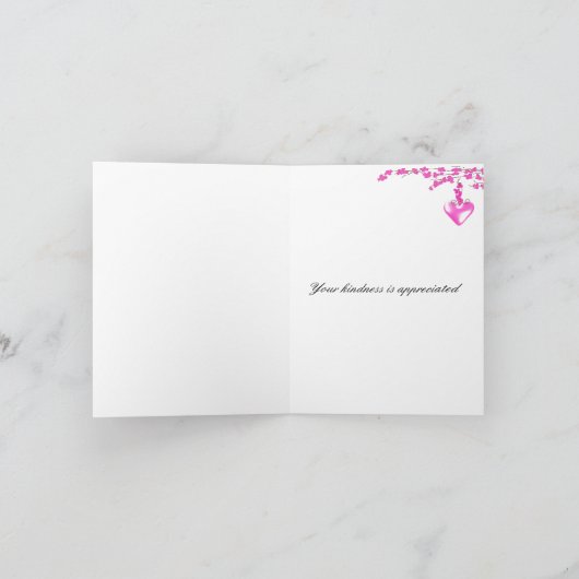 Rosa Blüten mit Herz Danke (Innenseite)