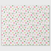 Rosa Blüten mit Laub Geschenkpapier (Flach)