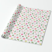 Rosa Blüten mit Laub Geschenkpapier (Ungerollt)