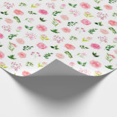 Rosa Blüten mit Laub Geschenkpapier (Ecke)