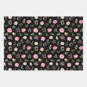 Rosa Blüten mit Laub Geschenkpapier Set (Vorderseite 3)