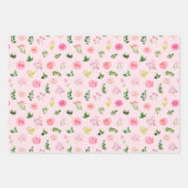 Rosa Blüten mit Laub Geschenkpapier Set (Vorderseite 2)