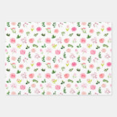 Rosa Blüten mit Laub Geschenkpapier Set (Vorderseite)