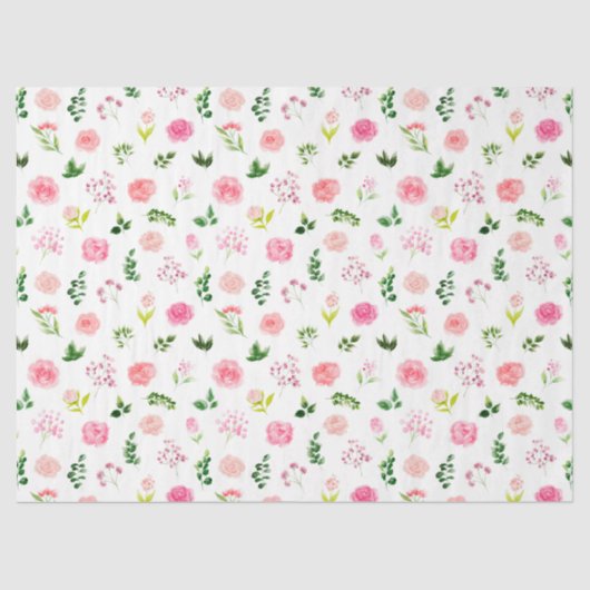 Rosa Blüten mit Laub Seidenpapier (Vorderseite)