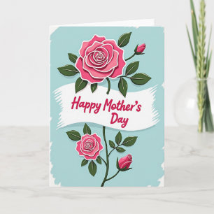 Rosa Blüten Muttertags-Kunstkarte Karte