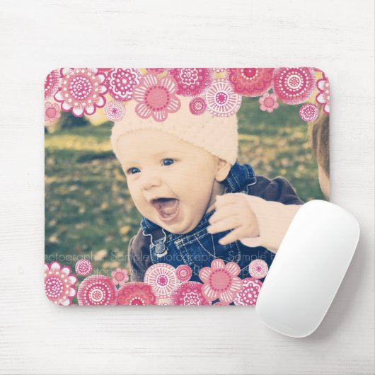 Rosa Blüten-neues Baby-Foto-Rahmen-Geschenk Mousepad (Mit Mouse)