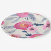 Rosa Blüten Pappteller (Schrägansicht)