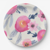 Rosa Blüten Pappteller (Vorderseite)