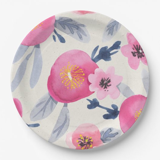 Rosa Blüten Pappteller (Vorderseite)