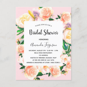 Rosa Blüten Rose Gold Brautparty Postkarte