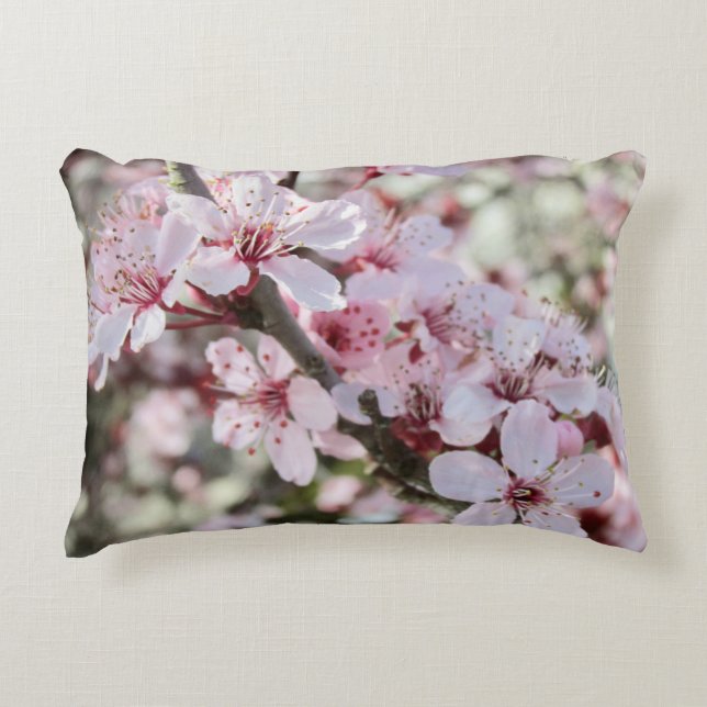 Rosa Blüten roten Stiele. Dekokissen (Vorderseite)