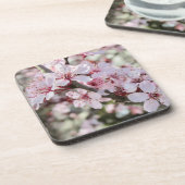 Rosa Blüten roten Stiele. Getränkeuntersetzer (Linke Seite)