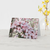 Rosa Blüten roten Stiele. Karte (Gelbe Blume)