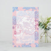 Rosa Blüten-Schädel Briefpapier (Stehend Vorderseite)