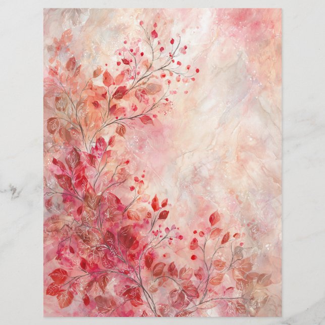 Rosa Blüten Schreib-/Scrapbooking-Papier Briefbogen (Vorderseite)