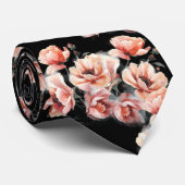 Rosa Blüten schwarze Krawatte (Gerollt)