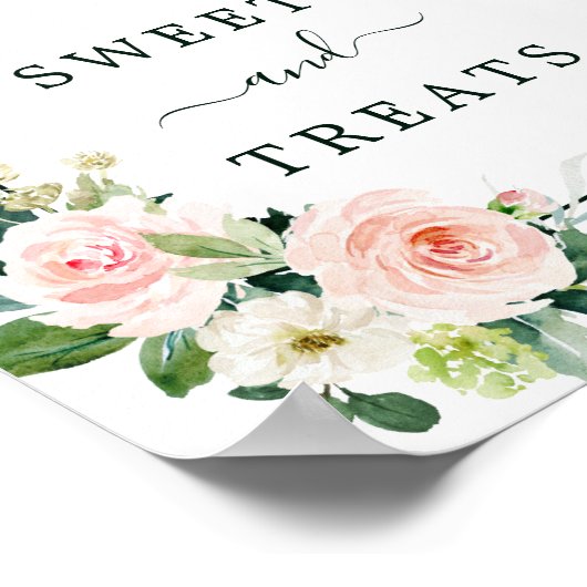 Rosa Blüten Süßigkeiten und Leckereien Nachtisch Poster (Ecke)