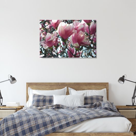 Rosa Blüten "Tulip Tree" überwölbte Leinwand druck (Insitu (Schlafzimmer))