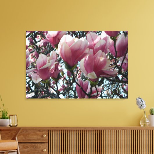 Rosa Blüten "Tulip Tree" überwölbte Leinwand druck (Insitu (Wohnzimmer))