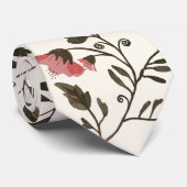 Rosa Blüten-u. Kolibri-Blumenmuster-Creme Krawatte (Gerollt)
