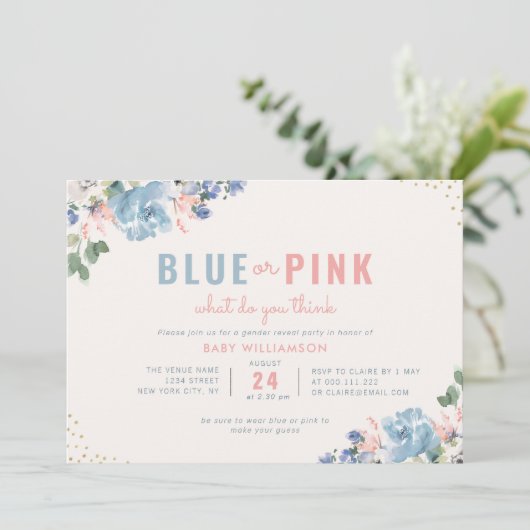 Rosa Blüten und Blüten zeigen Party Einladung (Stehend Vorderseite)