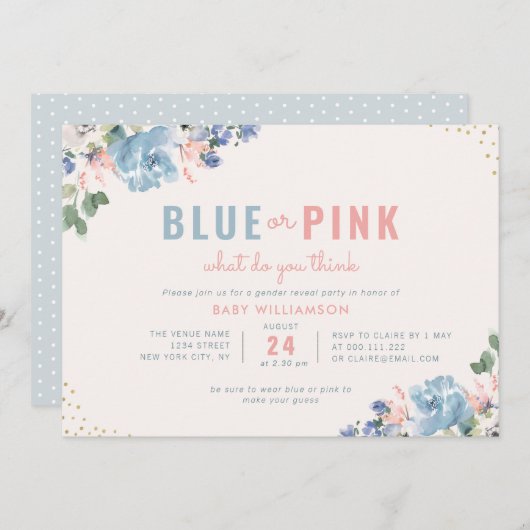 Rosa Blüten und Blüten zeigen Party Einladung (Vorne/Hinten)